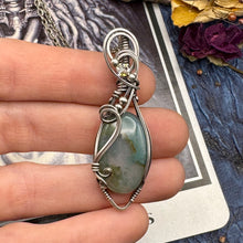 Moss Agate w/ Bead accent in Sterling Silver