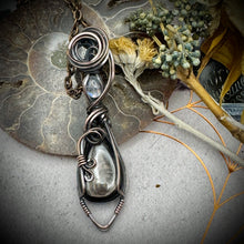 Hypersthene and Moonstone in Copper