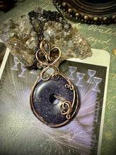 Blue Goldstone and Moonstone in Copper