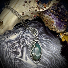 Moss Agate w/ Bead accent in Sterling Silver