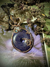 Blue Goldstone and Moonstone in Copper