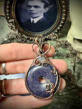 Blue Goldstone and Moonstone in Copper