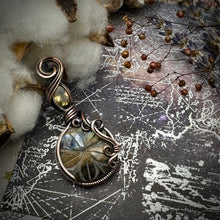 Labradorite Flower with Citrine in copper