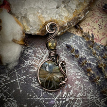 Labradorite Flower with Citrine in copper