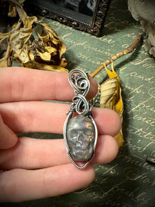 Labradorite Skull in Sterling Silver