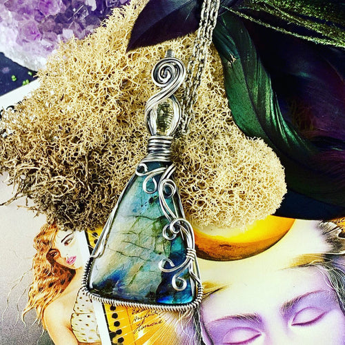 Blue Labradorite and Citrine in Sterling