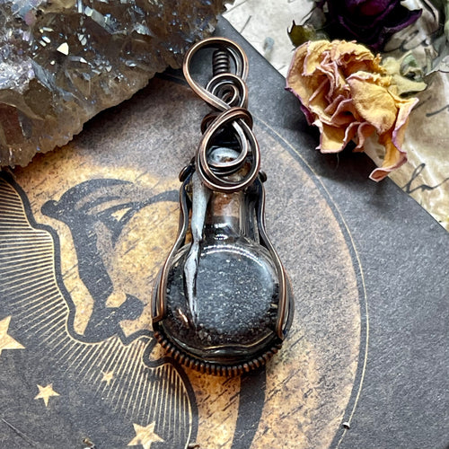 Obsidian Sand from Iceland in Copper