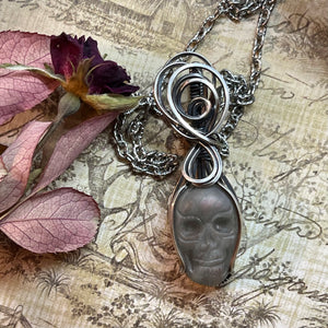 Labradorite Skull In Silver